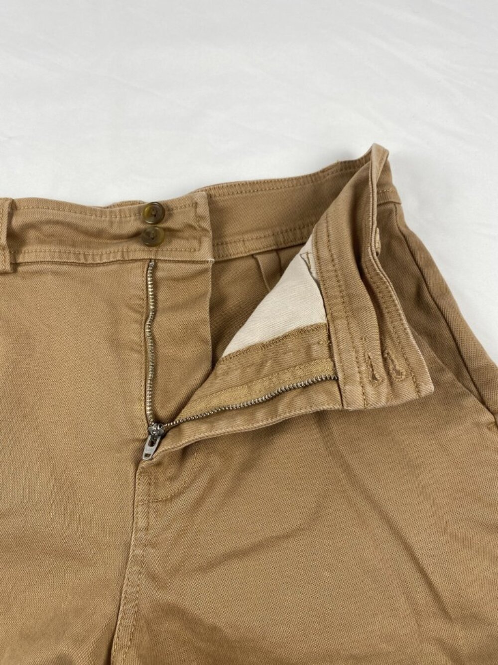 Everlane Womens Tan High-Waist Cotton Shorts Size 4 With Front & Back Pockets - Picture 4 of 8